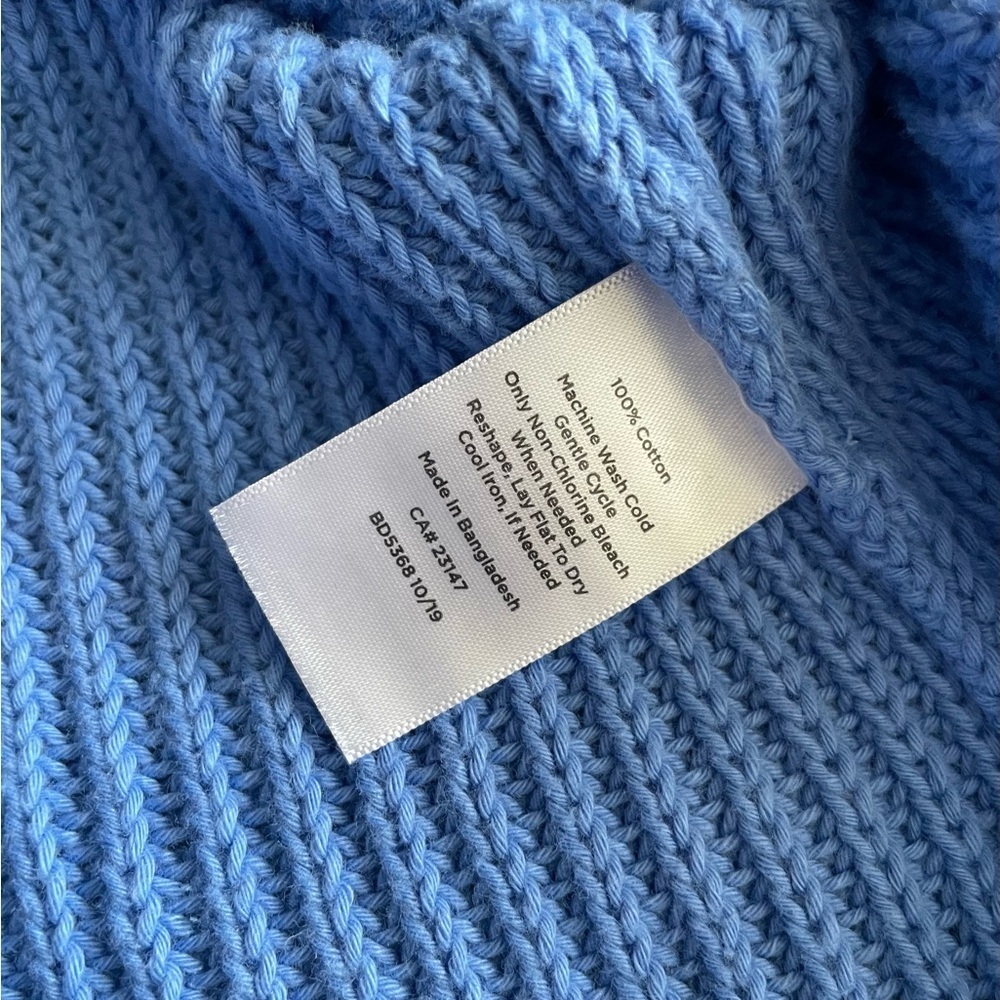 Talbots Ribbed Cotton Mockneck Sweater Blue Long Sleeve Size Small - Picture 5 of 6